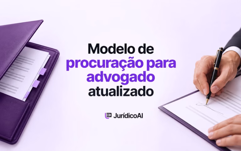 Pessoa assinando uma procuração para advogado ao lado de uma pasta com documentos.