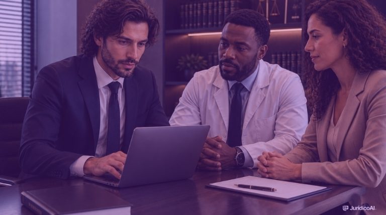 Telemedicina no Brasil: advogado atendendo médico e paciente.