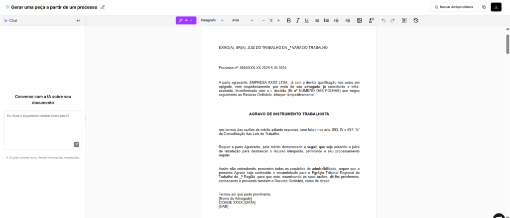 Agravo de Instrumento Trabalhista finalizado.