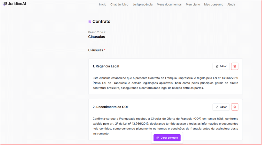 Modelo de Contrato de Franquia Cláusulas.