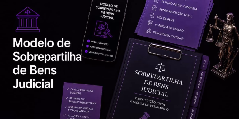 Confira um modelo de sobrepartilha judicial completo e editável, com fundamentação jurídica, legislação aplicável e estrutura para adaptar a petição ao caso concreto.