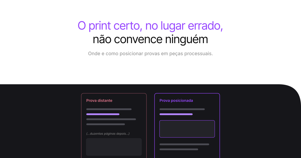 O print certo, no lugar errado, não convence ninguém: Onde e como posicionar provas em peças processuais?