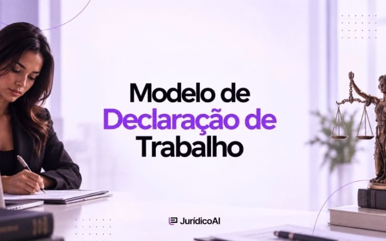 Modelo de Declaração de Trabalho para informar vínculo, função, jornada, remuneração e demais dados profissionais.