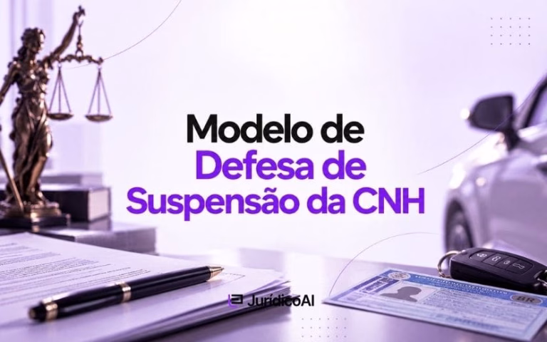 Modelo de Defesa de Suspensão da CNH com fundamentos relacionados à dupla notificação, concomitância processual, prescrição e inconsistências no auto de infração.
