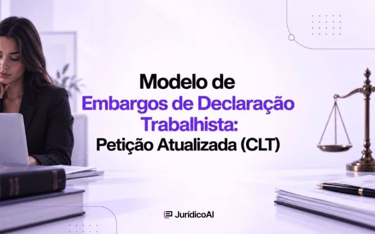Modelo completo de embargos de declaração trabalhistas para corrigir omissão, contradição, obscuridade ou erro material em sentença ou acórdão.